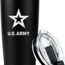 Military Gift Shop 20oz US Army Tumbler, Double-Walled Insulated Steel USA Coffee Mug with Lid-Army 20oz Tumbler