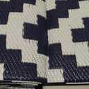 OLANLY Waterproof Outdoor Rug 6x9 ft, Outdoor Plastic Straw Rug for Camping, RV Mat Outside, Indoor Outdoor Carpet for Porch, Deck, Backyard, Balcony, Picnic, Navy & White