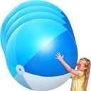 Ceenna 4 Pcs Inflatable Large Beach Ball 5 Feet Giant Pool Toy Balls Summer Swimming Toys Parties PVC Plastic Jumbo Ball for Adult Family Pool Float Birthday Game Decoration (Blue)