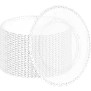 24 Pack Clear Charger Plates 13 Inch Clear Plastic Charger Plates with Beaded Rim Acrylic Round Dinner Plates for Home Kitchen Catering Wedding Table Event Party Dinner Tabletop Decoration (Clear) 24 Pack Clear Charger Plates 13 Inch Clear Plastic Charger Plates with Beaded Rim Acrylic Round Dinner Plates for Home Kitchen Catering Wedding Table Event Party Dinner Tabletop Decoration (Clear)