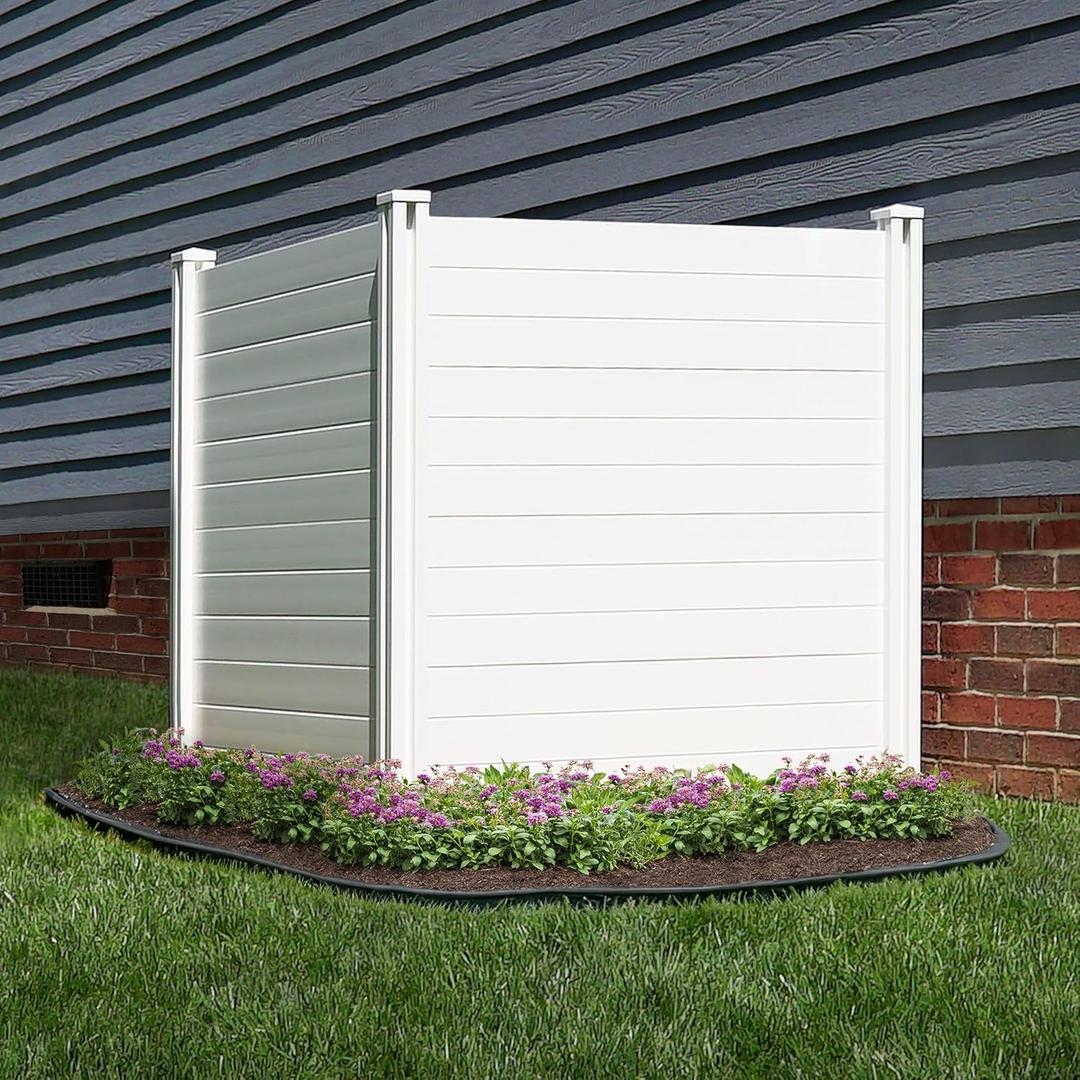 4ft H x 4ft W (2 Panels) No Dig Enclo Premium White Vinyl Privacy Screen, Outdoor Privacy Panels, Use As Air Conditioner Fence, Trash Can Enclosure, Pool Equipment Enclosure, ZP19014