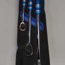 NEIKO 03006A Flat Head Ratchet Set - 3 Piece Low Profile 1/4, 3/8, 1/2 Inch Drive, 90 Teeth, Anodized Textured Grip Handle, Long Handle, Sealed Head, Cr-Mo