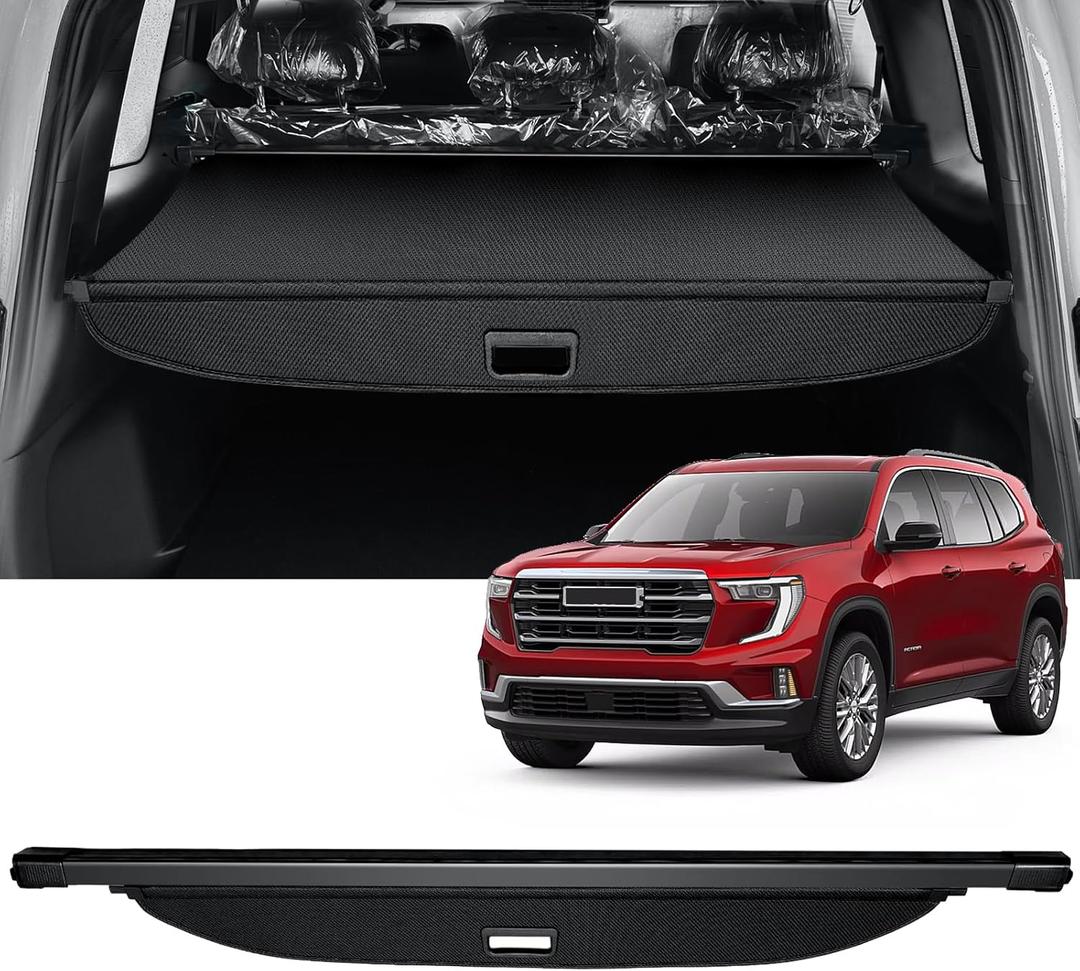 AUXKO Retractable Cargo Cover for GMC Acadia/Chevy Traverse 2026-2024/ Buick Enclave 2025 2026, Trunk Cover Luggage Security Cover Shielding Shade Anti-Peeping Luggage Privacy Screen, Carbon Fiber