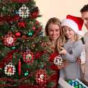 24 Pieces Wooden Christmas Picture Frame Ornaments with Twine, Buffalo Plaid Picture Frames Round Photo Frame Ornaments Xmas Family Tree Picture Frame for Xmas Holiday Party Decoration Supplies (Assorted Color)