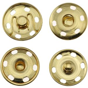Batino 20 Sets Sew on Snaps Buttons 25mm Metal Press Button Fasteners for Clothing/Bag/Jackets/Jeans/Shirts/Windbreakers(Gold)