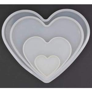 4Set Love Heart Shape Epoxy Mold  Size 18cm, 15cm, 10cm, 5.2cm DIY Resin Casting Silicone Mold (Not Deep Heart)
