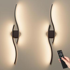hunhun Battery Operated Wall Sconces Set of Two, Wireless Wall Sconce with Remote Control, Black Rechargeable Sconces 3000K-6500K, RGB Dimmable Wall Lights for Living Room, Hallway, Bedroom (2 Pack), 40 inch 2 pack