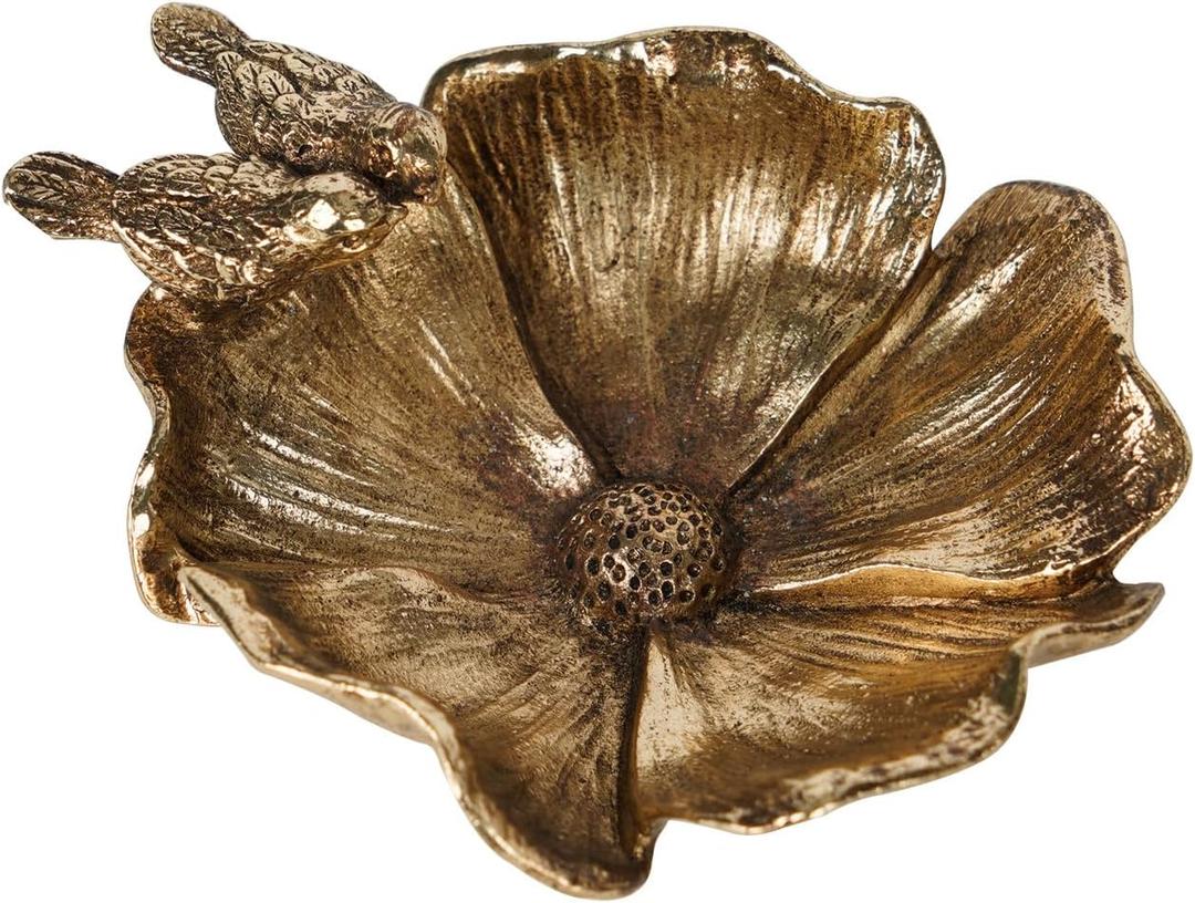 NIKKY HOME Small Jewelry Dish Tray, Vintage Bird Ring Holder, Gold Jewelry Tray, Trinket Dish Vanity Tray for Dresser Christmas Birthday Wedding Gifts