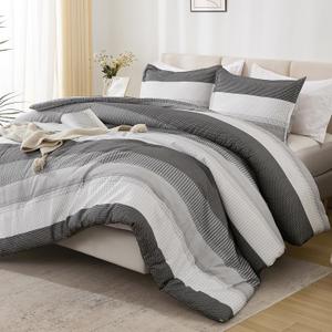 Litanika Full Comforter Set Dark Grey - 3 Pieces Lightweight Fluffy Bedding Comforter Sets, All Season Down Alternative Comforter (1 Comforter, 2 Pillowcases)