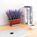 Faux Lavender Plant in Pot, Fake Flowers Arrangement for Table Centerpieces, Faux Plants Indoor Potted Plants Artificial Decor Fake Lavender Flowers Purple Home Office Decor for Women (Red)