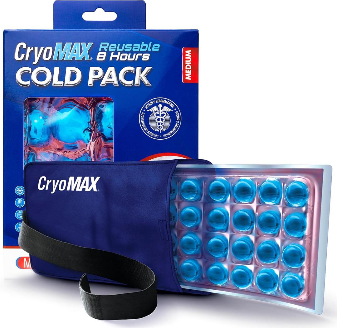 CryoMax Cold Pack, 8 Hour Reusable Cold Therapy Ice Pack for Elbows, Knees, Neck + More, Medium, 6" x 12" (1 Count)