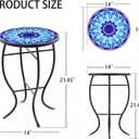 FROMJBEST Mosaic Outdoor Side Table, Patio Side Table, Weather Resistant 14" Diameter 21" H Ceramic Tile Round Outside Table for Patio, Porch, Garden, Pool, Indoor&Outdoor,Plant Stand (Vortex)