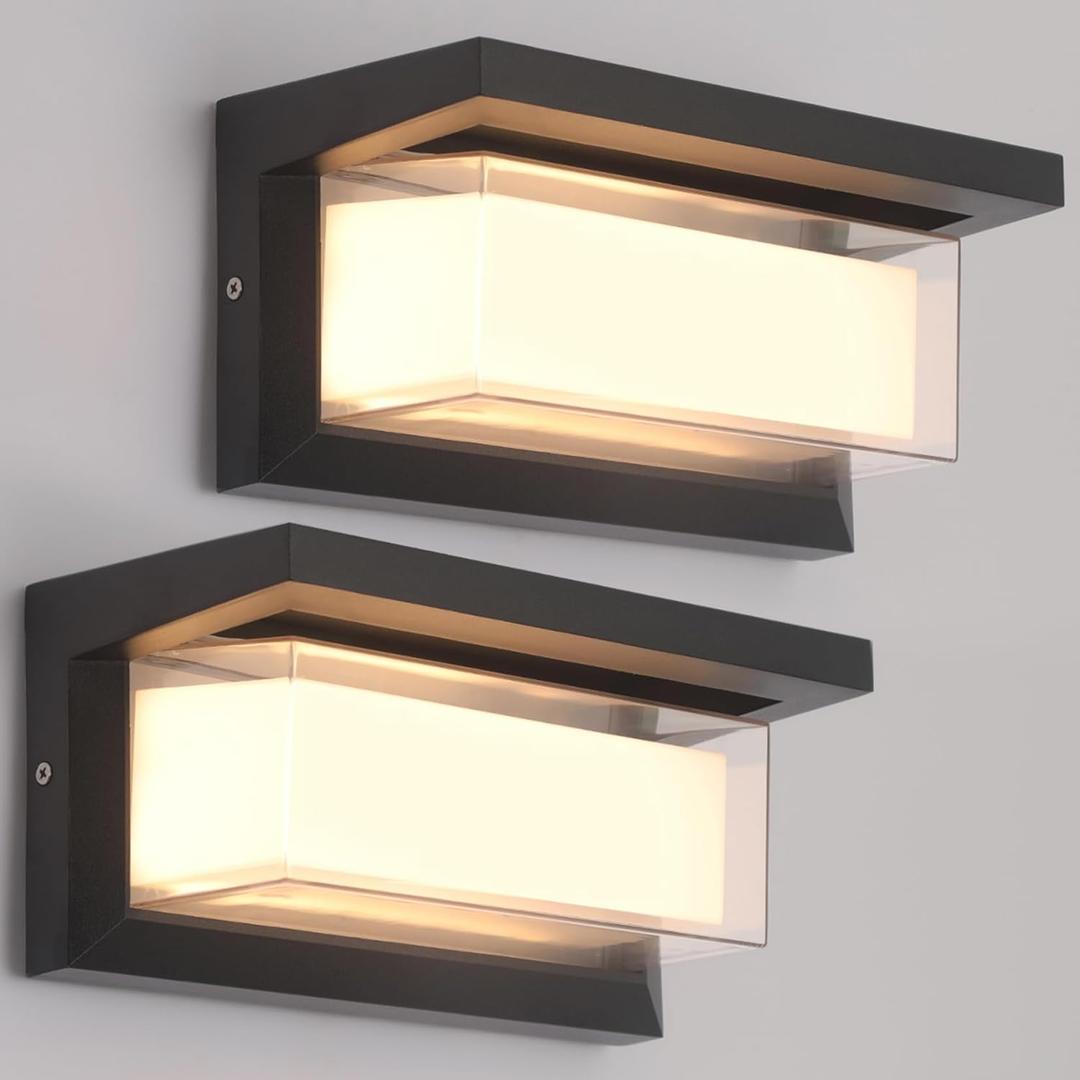 2 Pack 24W LED Outdoor Wall Lights Exterior/Interior Adjustable 3-Color Sconces Lights 2100LM IP65 Waterproof Modern Outdoor Wall Mount Lighting Fixtures Aluminum Wall Lights Compatible with Dimmers