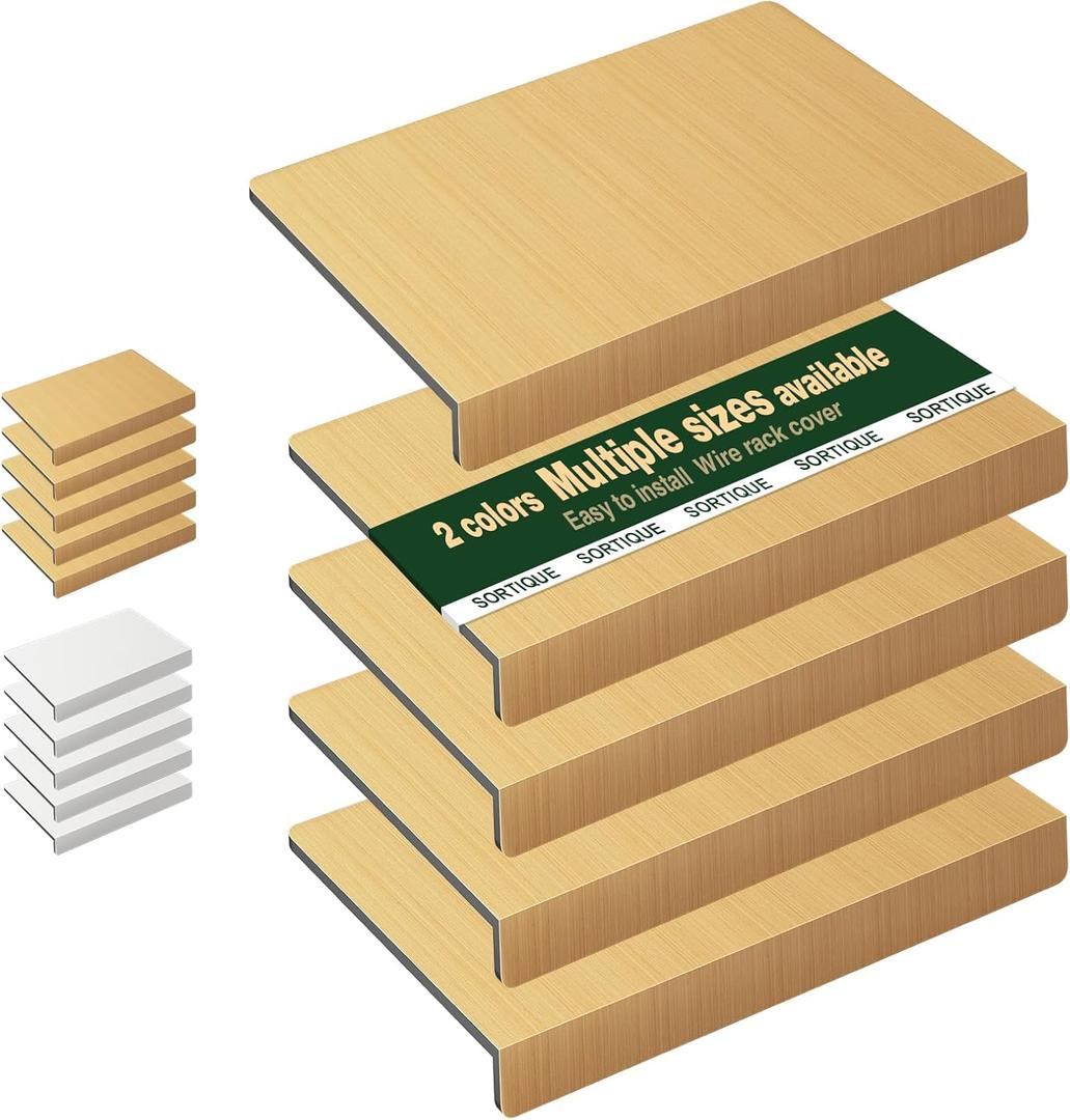 5 Tier PVC Wire Shelf Covers – Faux Wood Grain Wire Rack Covers for Shelves, Shelf Liners for Pantry, Closet, Bathroom & Kitchen, Waterproof Scratch Resistant Easy Install, 24"×12",Original Wood