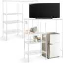 Huwena Mini Fridge Stand with Storage Shelf for Dorm 4 Tier Mini Microwave Stand Baker Rack Adjustable Height over Fridge Storage Organizer with Hook for College Dorm Kitchen Office Coffee Bar (White), 51.97 X 48.03 X 18.11 Inches