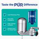 PUR Plus Vertical Faucet Mount Water Filtration System, Lead-Reducing Filter, Great-Tasting, Easy Install, Lasts 100 Gallons, Faucet Water Filter, Compatible with Sinks with External Aerators, Chrome