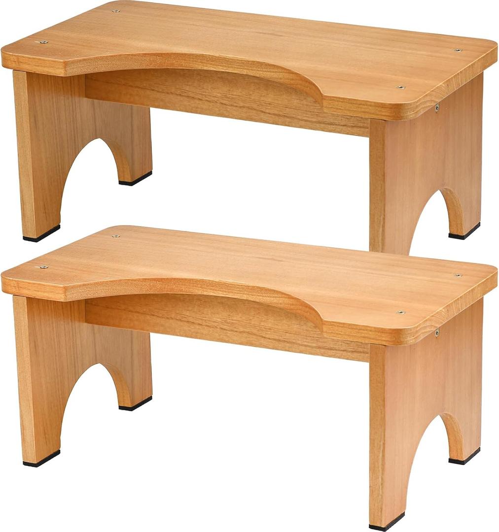 AZEN 2 Pack Toilet Stool Squat Adult, Wood Poop Stool for Bathroom Adults, Portable Toilet Potty Stools for Adults