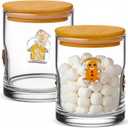 Suclain 2 Pcs Christmas Icon Glass Jars with Lids - Gingerbread Man Icon Candy Storage Jar Decorative Cookies, Sugar, Spices, Airtight Food Canister for Kitchen Christmas Party Table Home Decoration