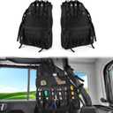 Roll Bar Storage Bag Fit for 1997-2025 Jeep Wrangler JK TJ LJ & Unlimited JL 4-Door,Multi-Pocket Cargo Cage Organizer,Oxford Saddlebag Tool Organizer 2PCS Black