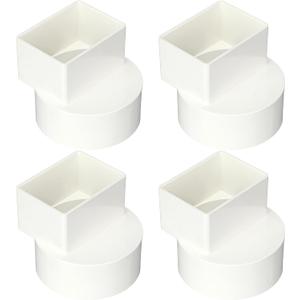 Sosation 4 Pcs 2"x3"x4" PVC Offset Downspout Drainage Adapter, Connects 2" X3" Downspout to 4" Round Sewer and Drain Pipe, Hub/spigot End, Universal Design to Fit All Types of 4" Round Drain Pipe Tile