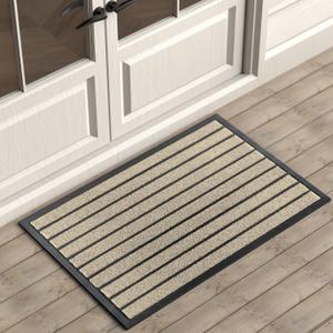 ubdyo Extra Durable Door Mat - Dirt Trapping Outdoor Welcome Mats - Non-Slip Outdoor Indoor Entrance - Low Profile Front Doormat (36" x 24", Bright Beige) 