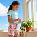 Funnycokid Girls Pajamas 3 Piece Short Sleeve Shirt Top Pants Shorts with Pockets 7-14 Years