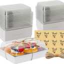 7x5x2.5 Charcuterie Boxes with Clear Lids, Large Disposable Bakery Dessert Boxes, Bakery Take Out Containers, To Go Food Container for Chocolate, Sandwiches, Cookie, Cupcake, Pastries (50 White)