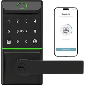 Keyless Smart Door Lock with Biometric Fingerprint, Passcode, IC Card & Key Unlock | Bluetooth & Wi-Fi (Gateway/Hub Required) Remote Access via Tuya App | Weatherproof, Easy DIY Installation