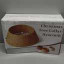 24in Hyacinth Christmas Tree Collar - Woven Rattan Basket for Christmas Tree Base Cover, Holiday Decoration for 4ft 6ft 7.5ft Artificial Trees with Cord Cut-Out(Natural)