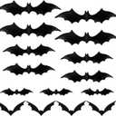 Konohan 15 Pcs Halloween Bat Magnets for Fridge Car Garage Door 4 Different Sizes 3D PVC Bat Stickers DIY Wall Decal for Halloween Refrigerator Indoor Outdoor Home Decoration(Black)