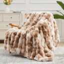 NEWCOSPLAY Faux Fur Throw Blanket Tie Dye Luxury Fluffy Thick Warm Bubble Blanket for Couch Sofa Bed 1000GSM (Tie Dye Bubble Thick, Throw(50"x60"))