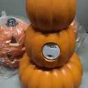 Kittmip 3 Pcs Stacked Halloween LED Pumpkin Jack O Lantern, Mixed Size