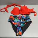 High Waisted Underwire Bikini Sets - Women 2025 Two Piece Swimsuits Halter Bathing Suits with Tummy Control Bottom (Small, Red Floral)