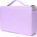 Vomgomfom Colored Pencil Holder - 200 Slot Deluxe PU Leather Pencil Case with Zipper Closure, Large Capacity for Watercolor Pens or Markers, Artist Organizer (Purple)