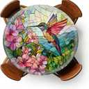 Round Fitted Tablecloth with Elastic Outdoor Tablecloth for 36" - 44" Tables Waterproof Round Table Cover for Indoor Dinner, Picnic, Camping, Yard (Hummingbird) (Hummingbird Flower Art)