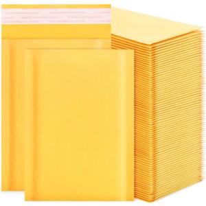 Kraft Bubble Mailers 4x7inch 100Pack Yellow Self-Seal Padded Envelopes Bubble Opaque Padded Mailers Shipping Bags for Small Businesses to Package and Mail Jewelry, Electronic Products