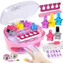 Shemira Nail Polish Kit For Girls Ages 7-12 Years Old,Toy For Girls 5 6 7 8 9 10 11 12 Years Old, Nail Art Studio With Pink Nail Dryer, Christmas Birthday Gifts