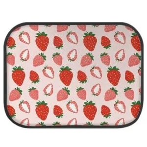 Pink Strawberry Print Soft Car Floor Mats Universal Fit Automotive Car Mats Carpet Cute for Women, Set of 2