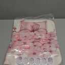 AZHM 4 Pcs Pink Fashion Shower Curtain Sets with Rugs Flower Bathroom Decor Set with Shower Curtain and Rugs and Accessories Modern Perfume Bottle Floral Bathroom Curtain with 12 Hooks