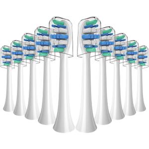 Replacement Toothbrush Heads Compatible with Philips Sonicare Electric Toothbrush, 10 Pack Standard Brush Heads for DiamondClean, ProtectiveClean 4100 5100, C1 C2 C3 G2, White (Blue)