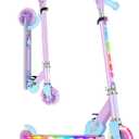 BELEEV V2 Scooters for Kids with Light-Up Wheels & Stem & Deck, 2 Wheel Folding Scooter for Girls Boys, 3 Adjustable Height, Non-Slip Pattern Deck, Lightweight Kick Scooter for Children Ages 3-12 (Purple)