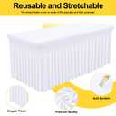 Smiry Spandex Tablecloth 3 Pack, Elastic Fitted Stretch Tablecloth for 6FT Rectangle Tables, Waterproof Washable Table Cover Skirt for Outdoor, Wedding, Banquet & Parties (White, 72Lx30Wx30H Inch)