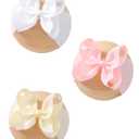 doboi 3PCS Baby Girl Bows Headbands Nylon Hairbands with Ribbon Bow Fine Handmade Elastic Baby Hair Bows Headbands for Baby Girls Newborns Infants Toddlers and Kids (white pink beige)