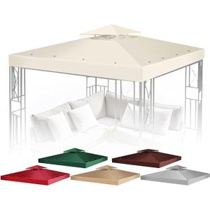 12x12 Gazebo Canopy Replacement Top, 2-Tier, Ivory Polyester
Canopy Replacement Cover Made Of Uv30+ Polyester with Water-Resistant Pa Coating; Top Only, Frame and Sidewalls Excluded