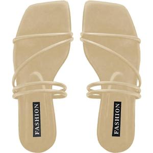 GORGLITTER Women's Strappy Sandals Criss Cross Strap Flat Sandals Open Toe Slides Shoes Gold Strappy 9.5
