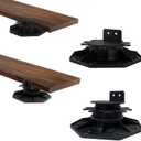 10-Pack Adjustable Deck Support Pedestal for Floating Deck Platform, Height Adjustment Range from 1-3/16" to 2-3/8", Black, Durable Deck Blocks, Easy Installation, Versatile Use