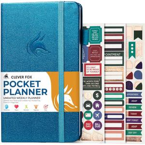 Clever Fox Pocket Planner Weekly  Undated Monthly Goal Planner and Calendar, Mini Planner Perfect for Purse, 3.7x6.7" (Mystic Blue)