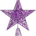 Blulu 10 Inches Purple Christmas Star Tree Topper Xmas Tree Topper Glitter Tree-top Star for Christmas Decorations