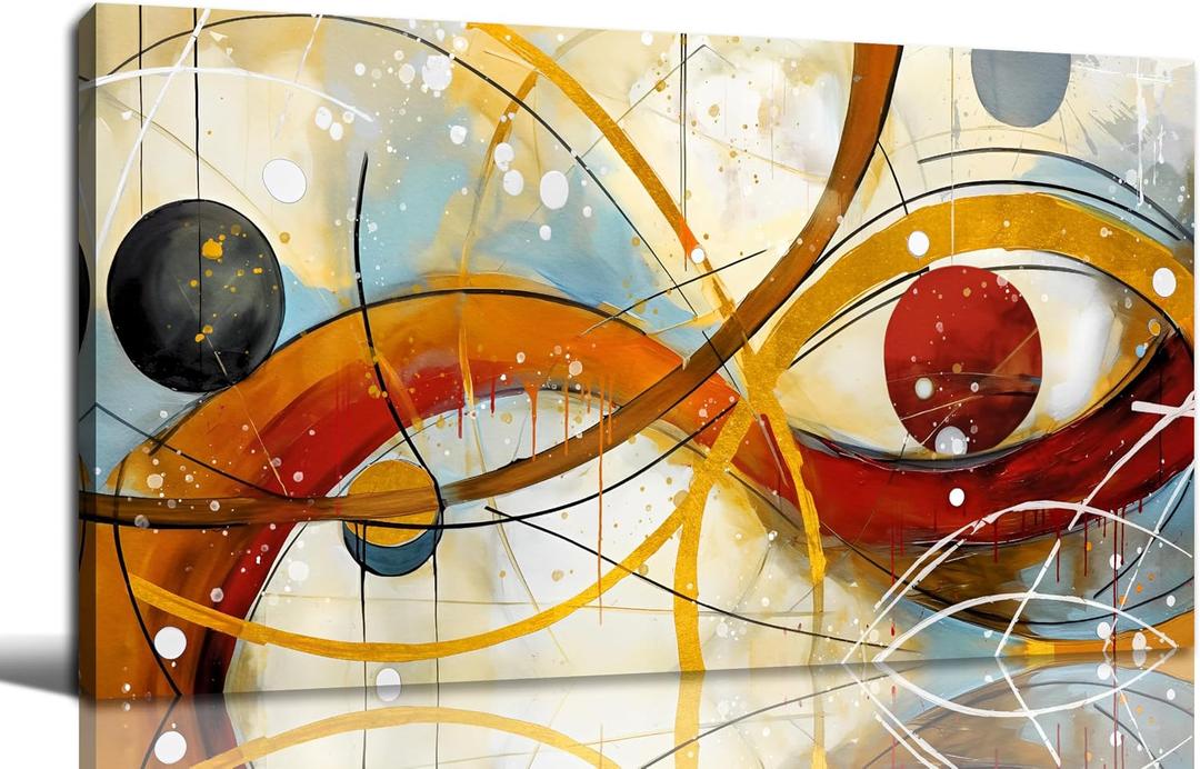 Large Abstract Yellow Canvas Wall Art for Living Room Bedroom Home Office Modern Wall Decor Line Geometric Abstract Picture Framed Canvas Prints Size 20x40