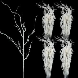 Yunsailing 16 Pcs Christmas Branches for Tree Decor 18 Inch Glitter Bendable Curly Willow Branches Lifelike Artificial Twigs for Vases Faux Tree Stem for Home Party Decoration (White)